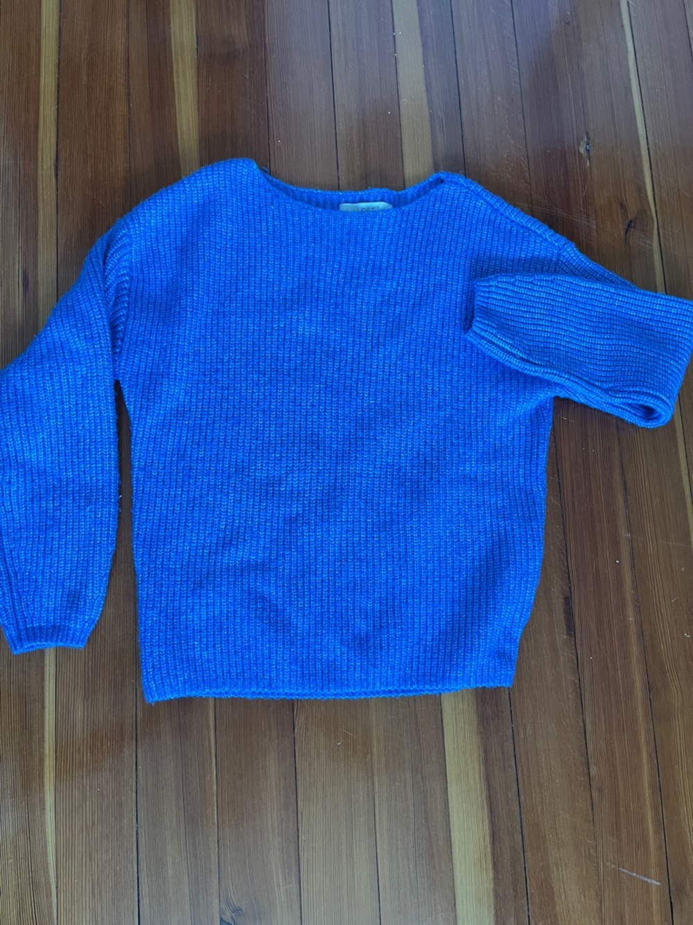 LOFT Electric Blue Ribbed Crewneck Sweater